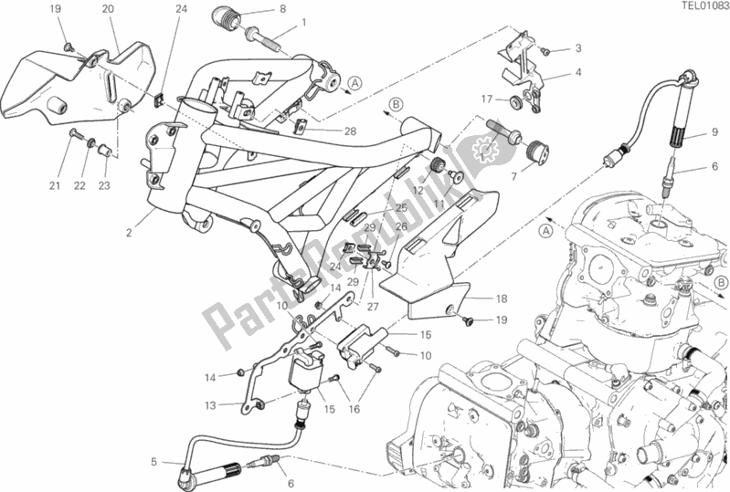 All parts for the Frame of the Ducati Supersport S USA 937 2018